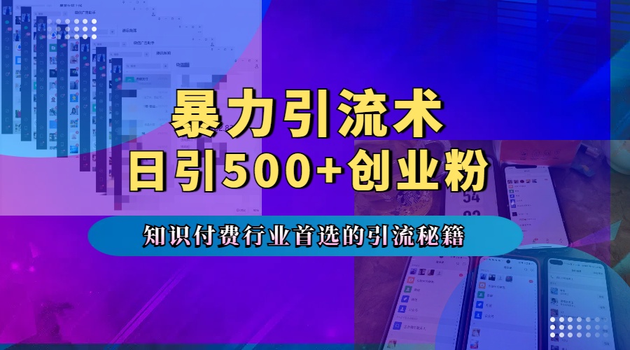 暴力引流术，专业知识付费行业首选的引流秘籍，一天暴流500+创业粉，五个手机流量接不完！-万图副业网