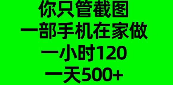 你只管截图，一部手机在家做，一小时120，一天500+-万图副业网