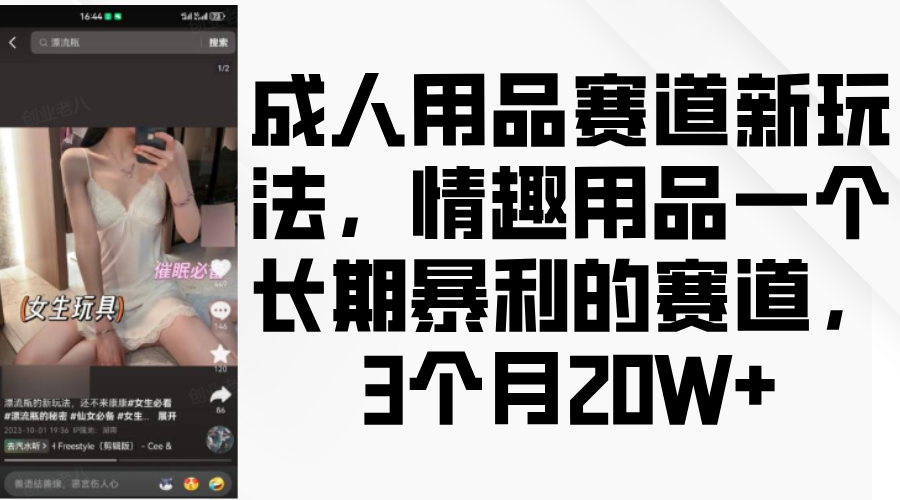 情趣用品一个长期暴利的赛道，成人用品赛道新玩法，3个月20W+-万图副业网