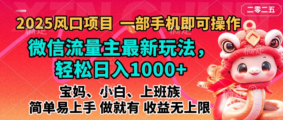 2025蓝海风口项目，微信流量主最新玩法，轻松日入1000+，简单易上手，做就有 收益无上限-万图副业网