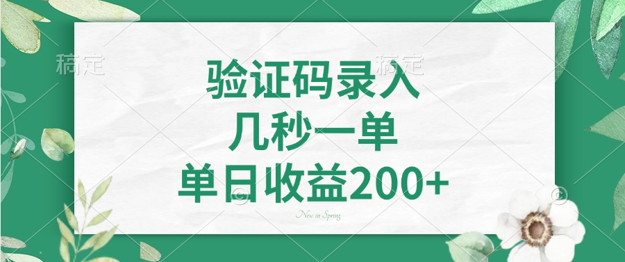 验证码录入，几秒一单，单日收益200+-万图副业网