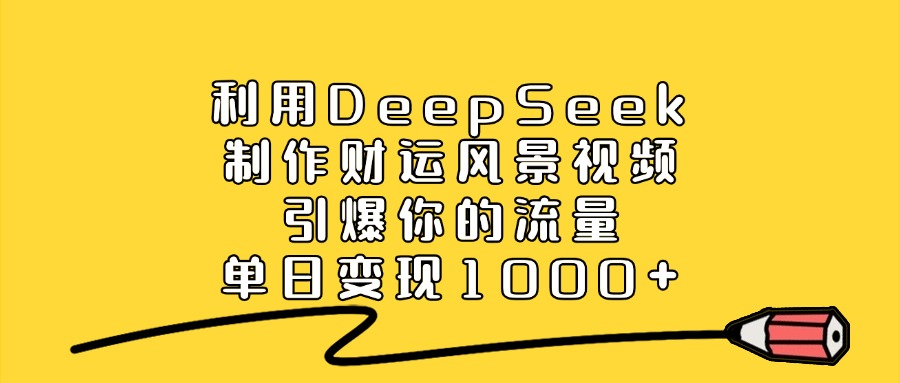 利用DeepSeek制作财运风景视频，引爆你的流量，单日变现1000+-万图副业网