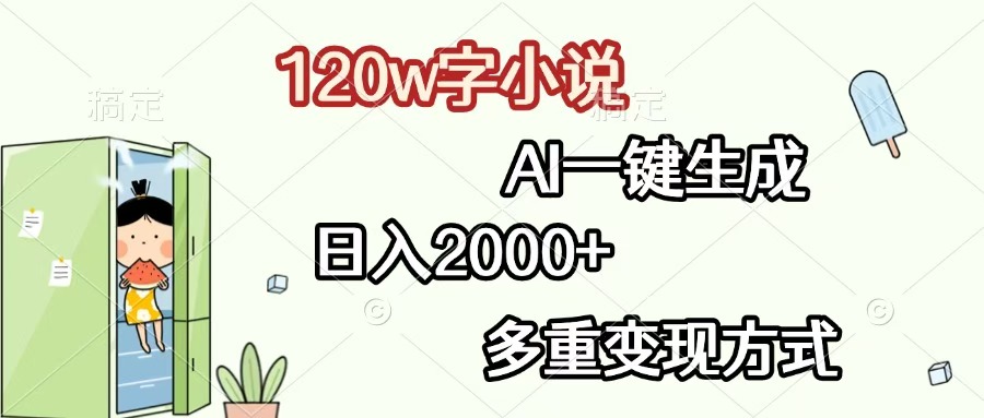 120w字小说，AI一键生成，日入2000+，多重变现方式-万图副业网