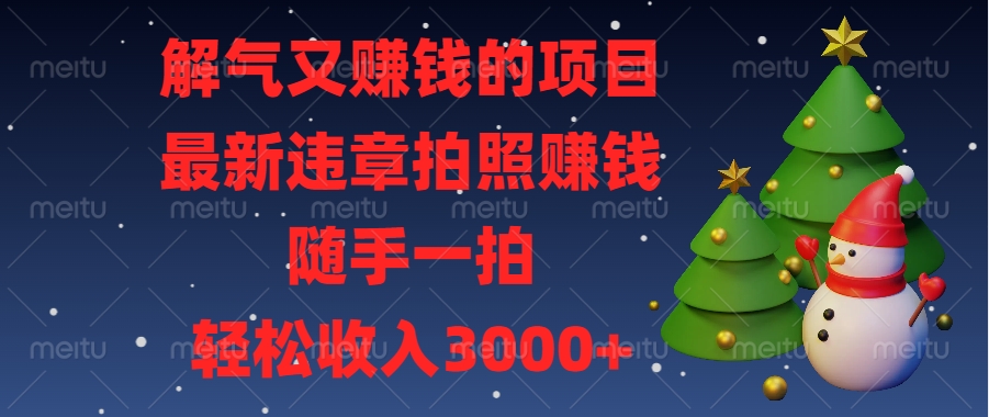 解气又赚钱的项目，最新违章拍照赚钱，随手一拍，轻松收入3000+-万图副业网